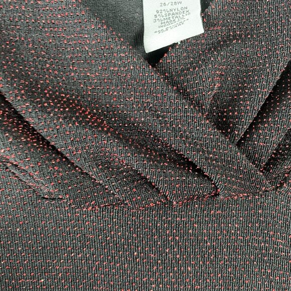 Catherines Top 3XP Black Red Tinsel Holiday Formal Party Shimmer Sparkle Date - Picture 8 of 16